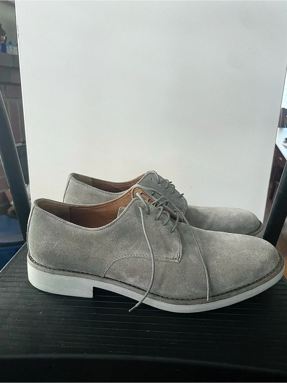 Aldo Light Grey Suede Derby Shoes